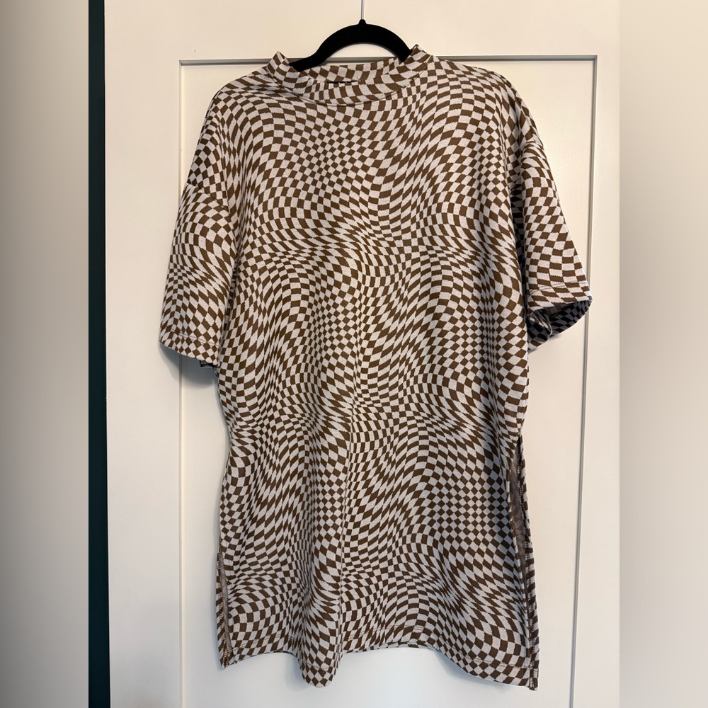 Dressed In LALA Brown and White Checkered Playsuit set